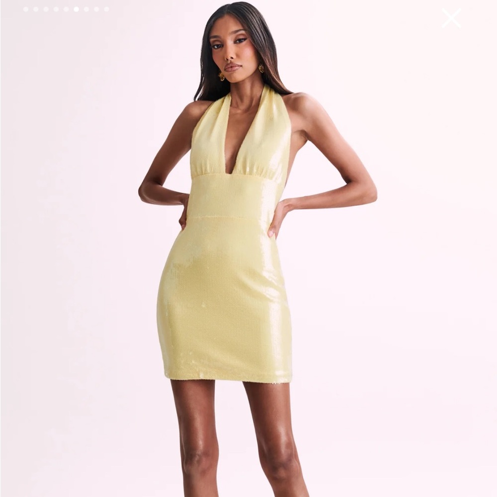 Brand new. NWT Meshki CARLEIGH dress in lemon.